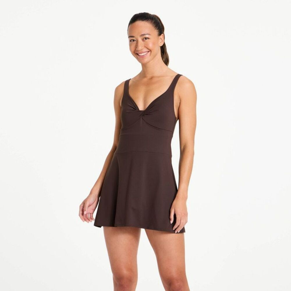 Women'S Athletic Twist-Front Dress - Dark Brown Xs